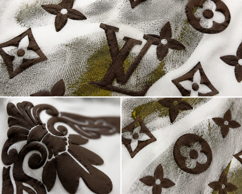 01-Louis Vuitton – Tricou Bumbac Premium cu Imprimeu Monogram și Accente Aurii