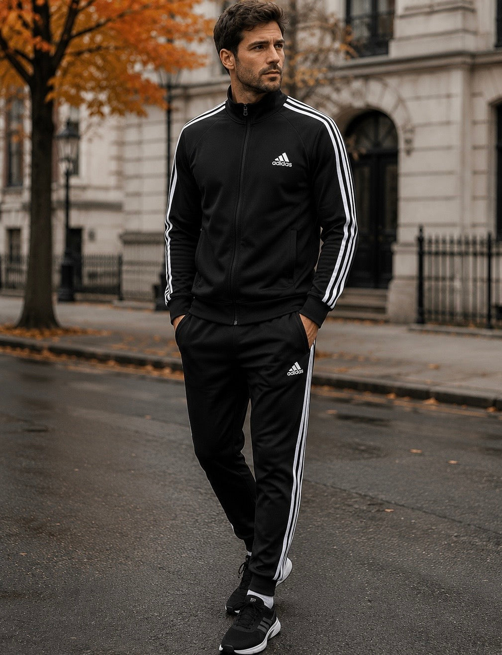 A-Adidas Trening Bărbați Negru – Logo Brodat