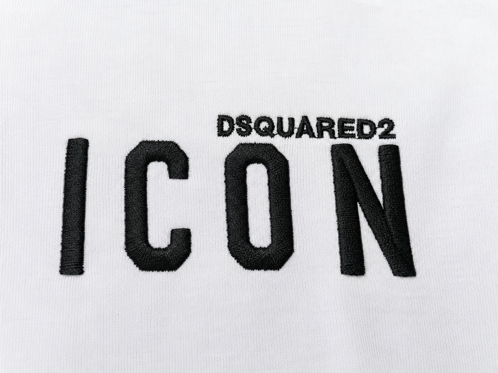 DSQUARED2 Tricou Bărbați Alb ICON Brodat – Bumbac Premium