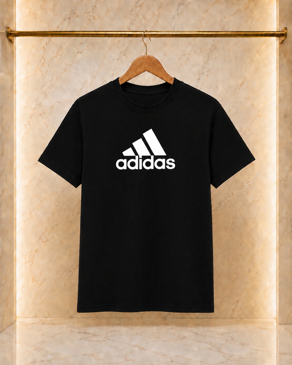 Adidas Tricou Bărbați Negru – Logo aplicat bumbac gros