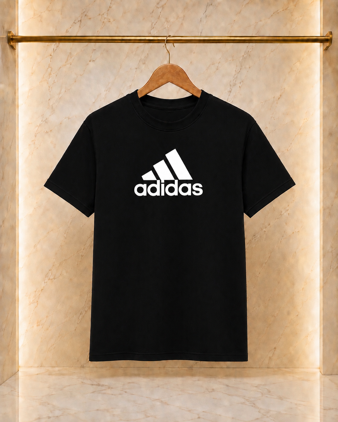 Adidas Tricou Bărbați Negru – Logo aplicat bumbac gros