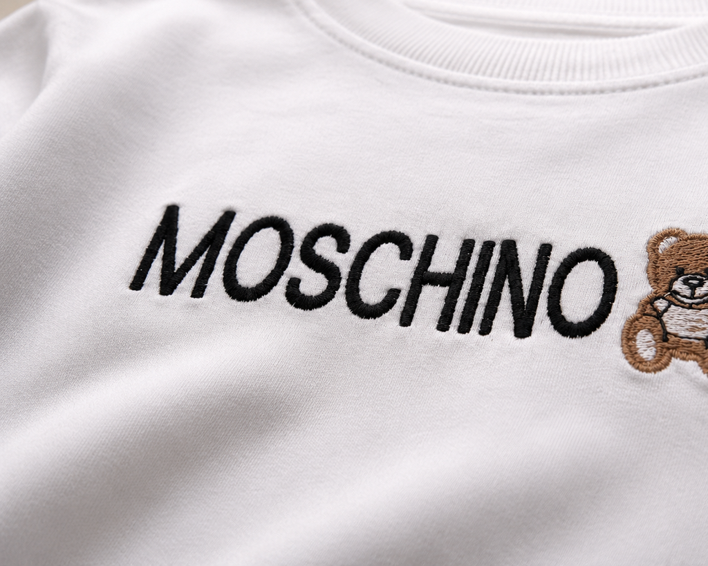 Moschino – Bluză albă pentru bărbați cu logo brodat