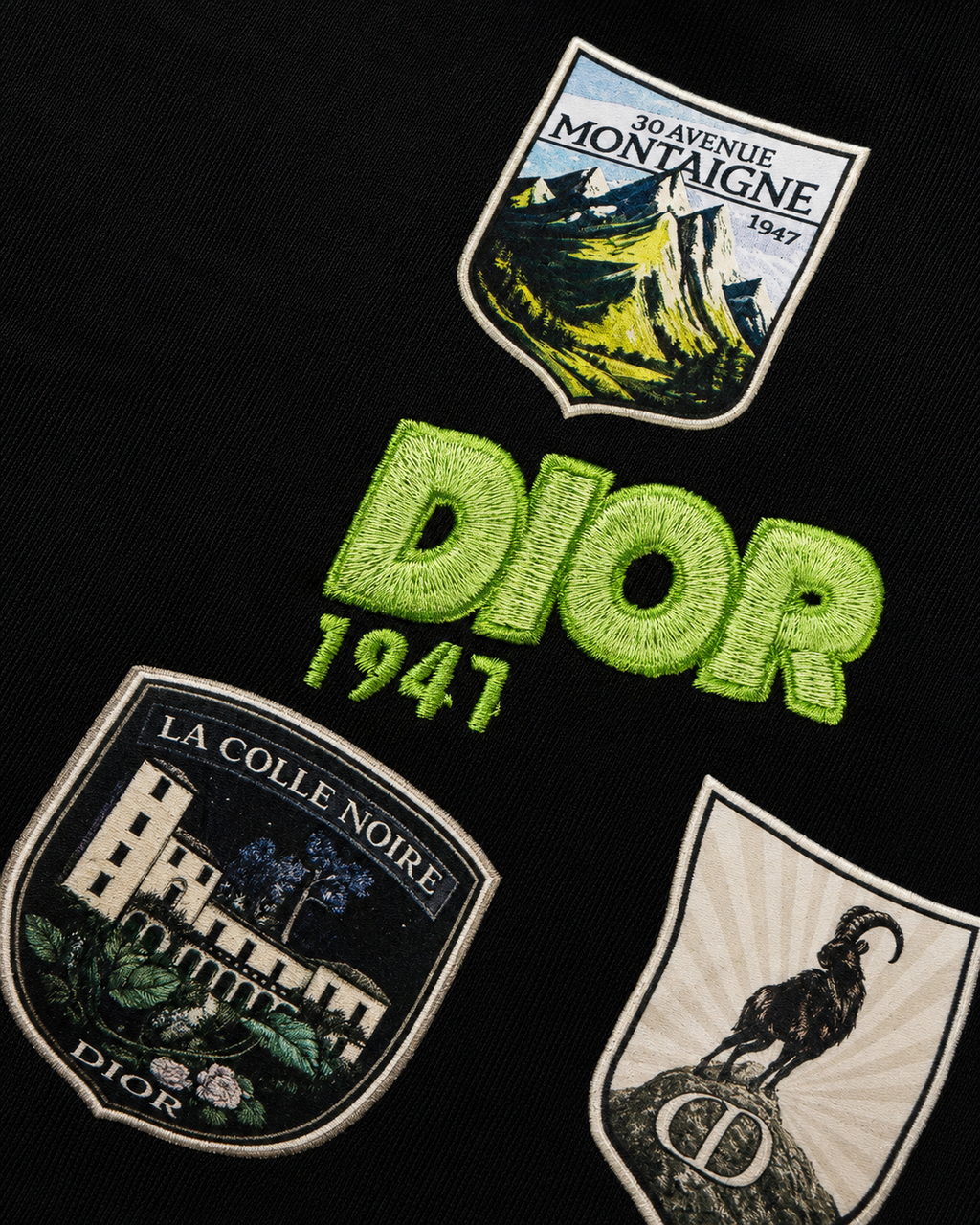 Dior Tricou Premium din Bumbac – Logo DIOR 1947 Brodat și Patch-uri