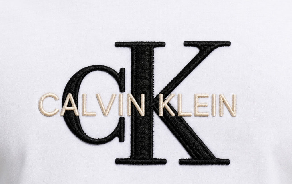 Calvin Klein – Tricou bărbătesc alb CK logo brodat, bumbac