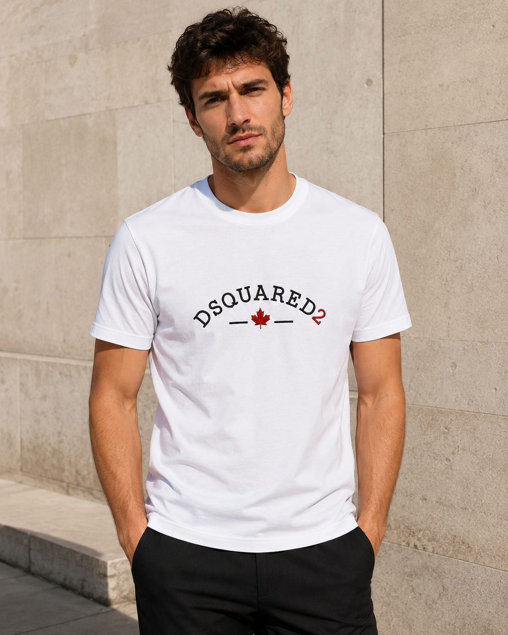 Dsquared2 – Tricou alb pentru bărbați cu logo brodat