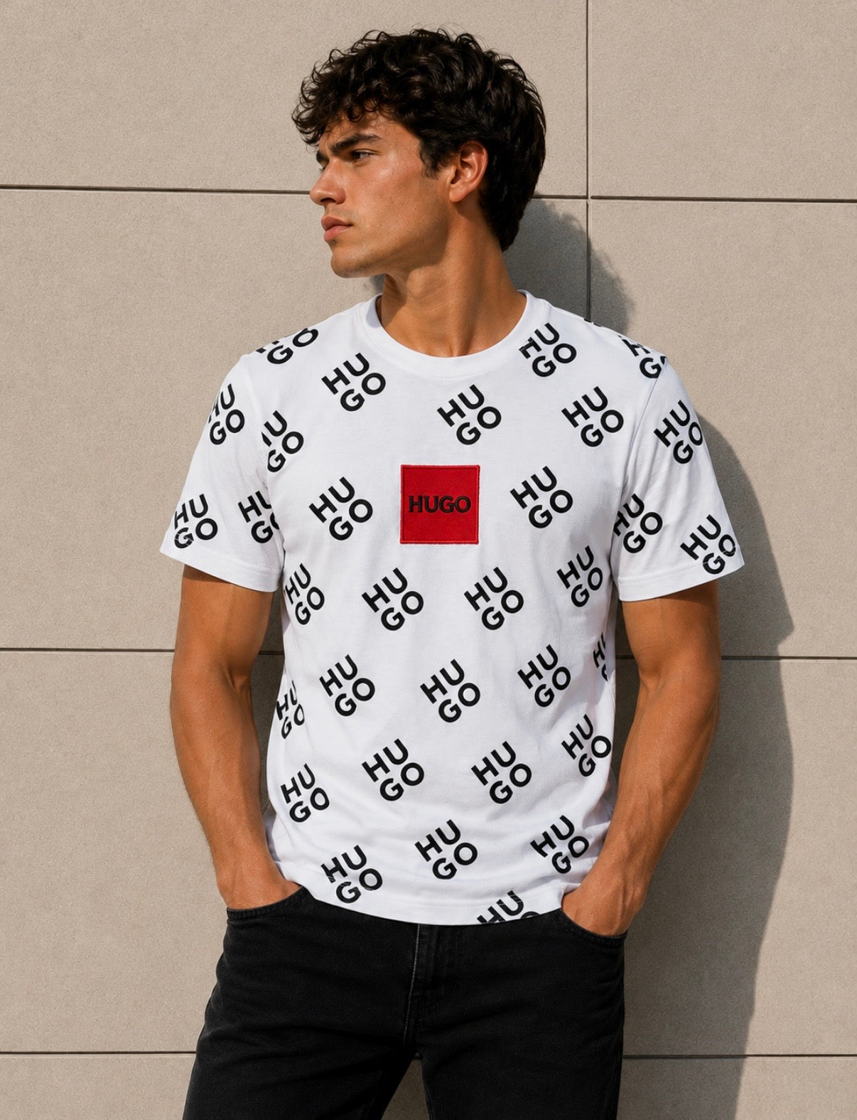 Hugo Boss White Pattern T-Shirt