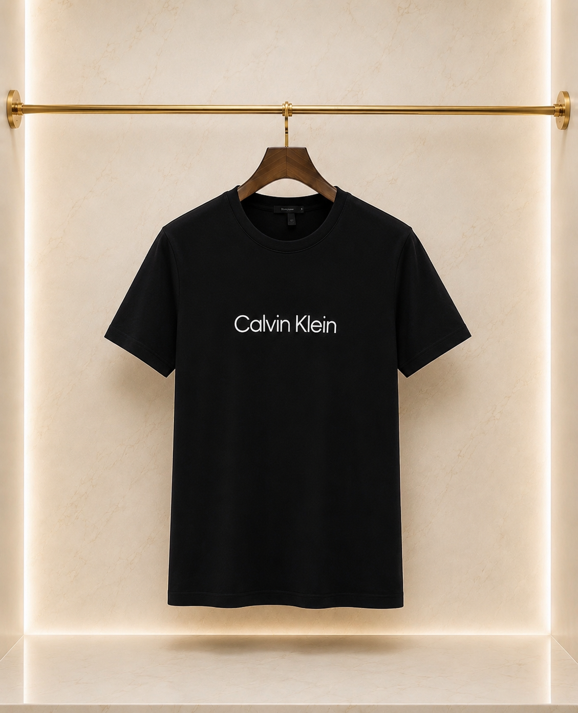 Calvin Klein – Tricou bărbătesc negru cu logo cauciucat premium