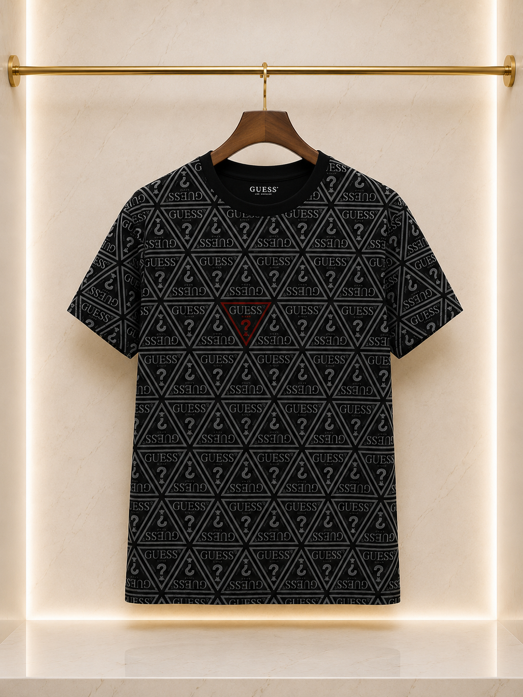 Guess – Tricou bărbătesc negru Monogram