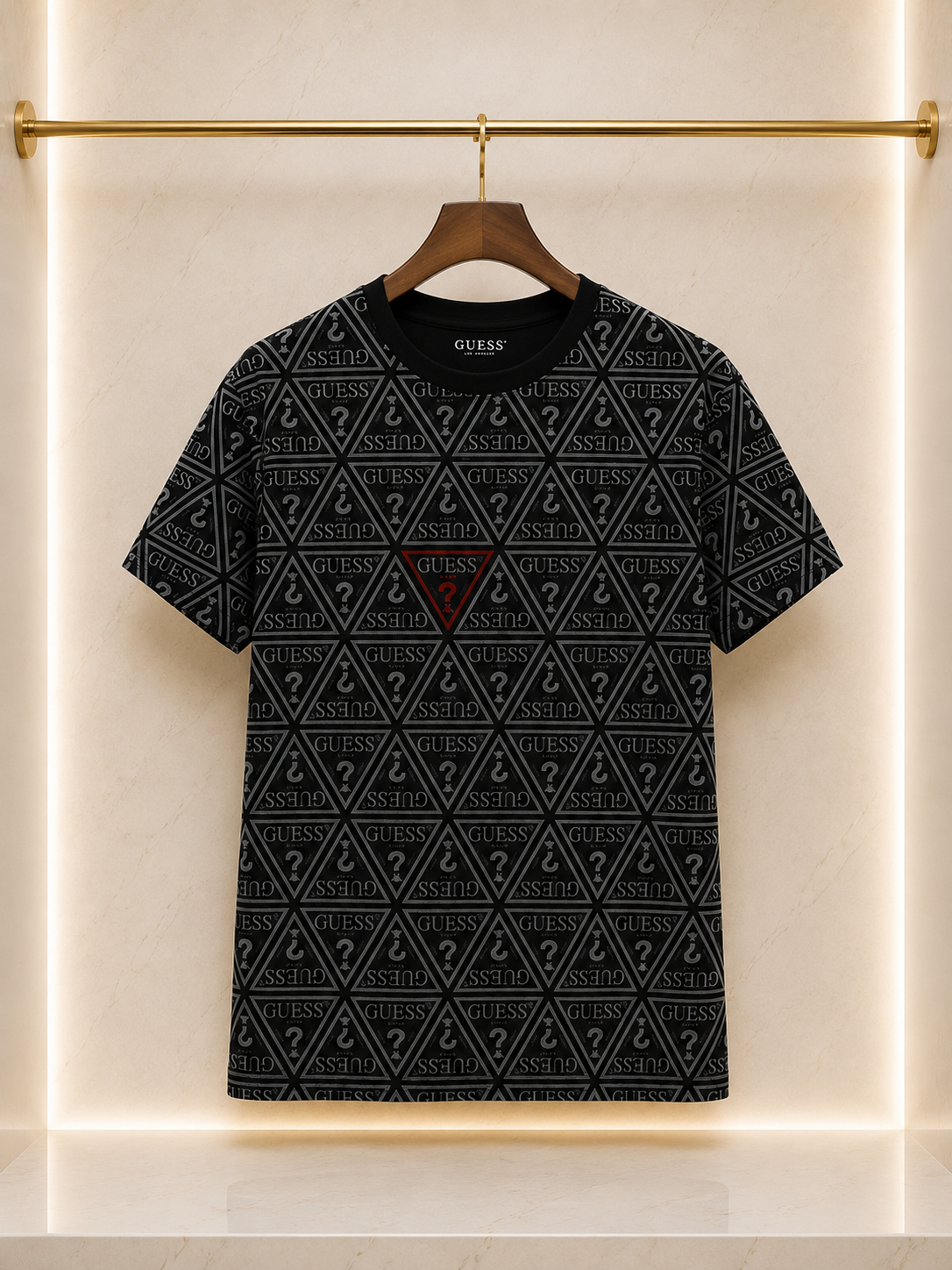 Guess – Tricou bărbătesc negru Monogram